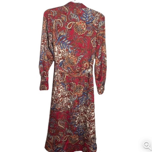 ZARA paisley print satin shirt dress size XL - Picture 3 of 3